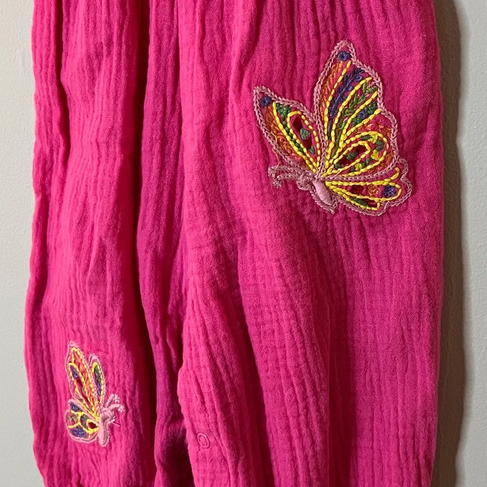 Pink Ruffled Kids Jumpsuit with Butterfly Accents size 12 month NWOT